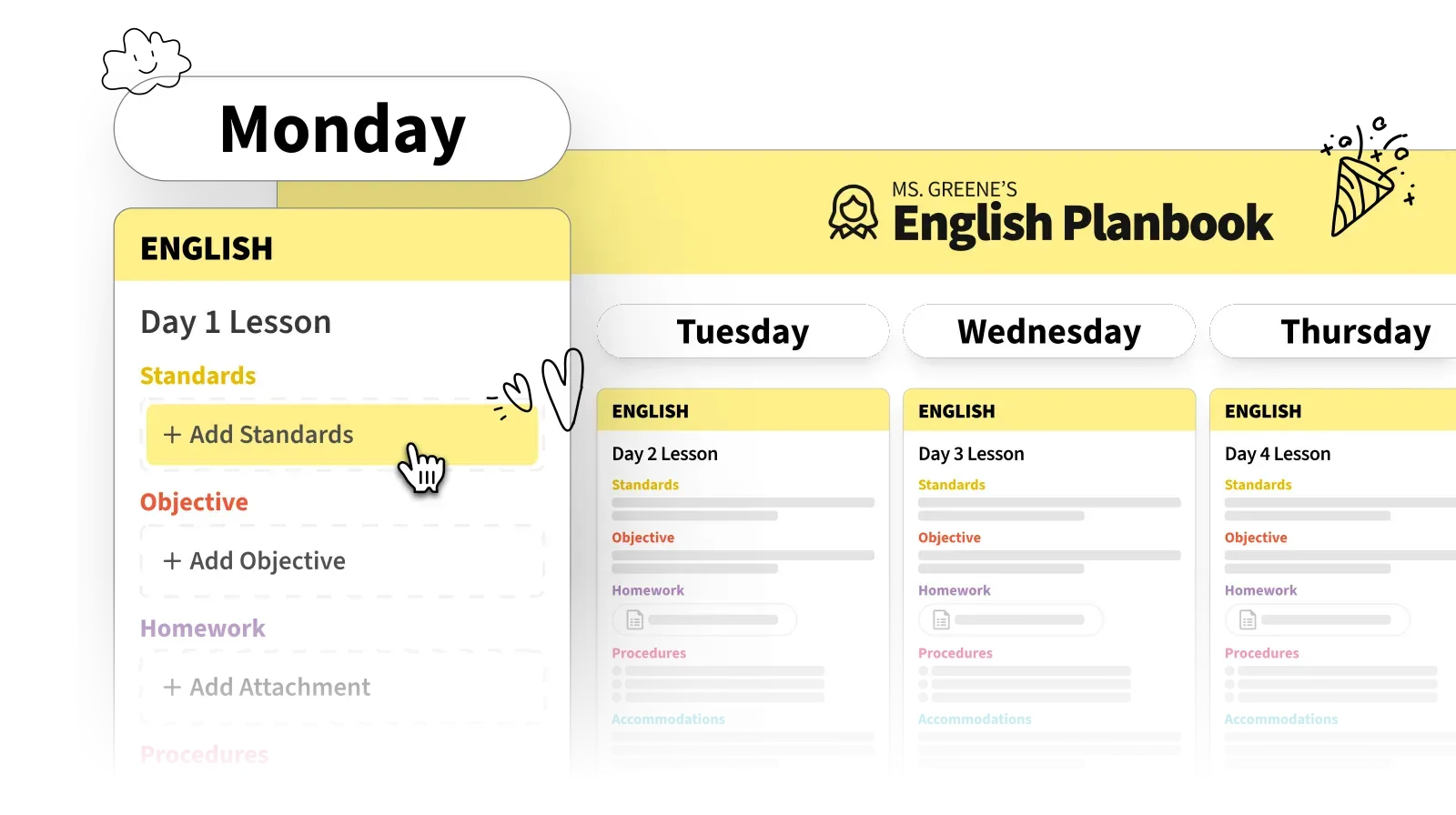 Teacher view of lesson planning in Common Planner